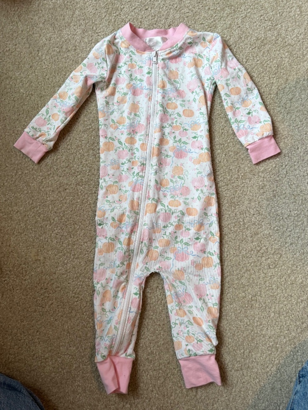 Cecil & Lou Pumpkin Pajama Onesie Size 12m-18m pink